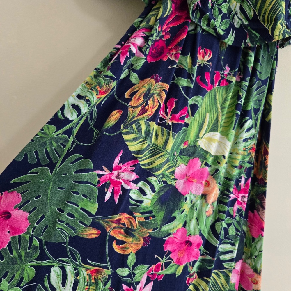 Tropical Off-Shoulder A-Line Dress - Picture 3 of 6